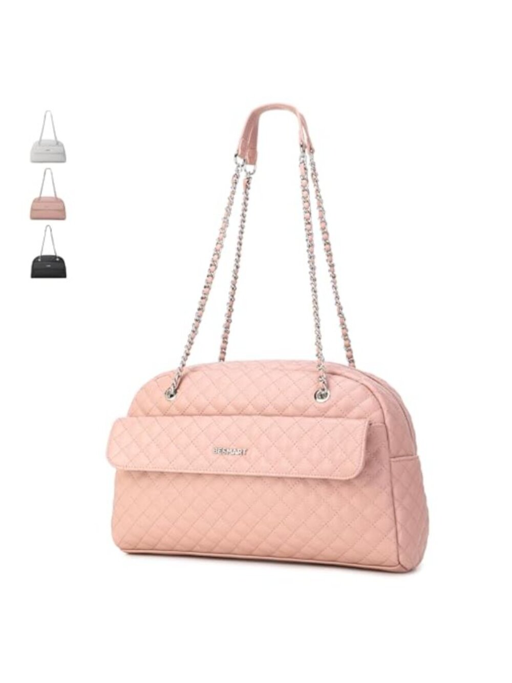 PU Leather Quilted Tote Bag with Chain Shoulder Bag